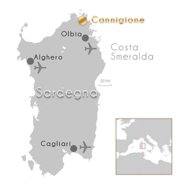 Map Sardinien Cannigione