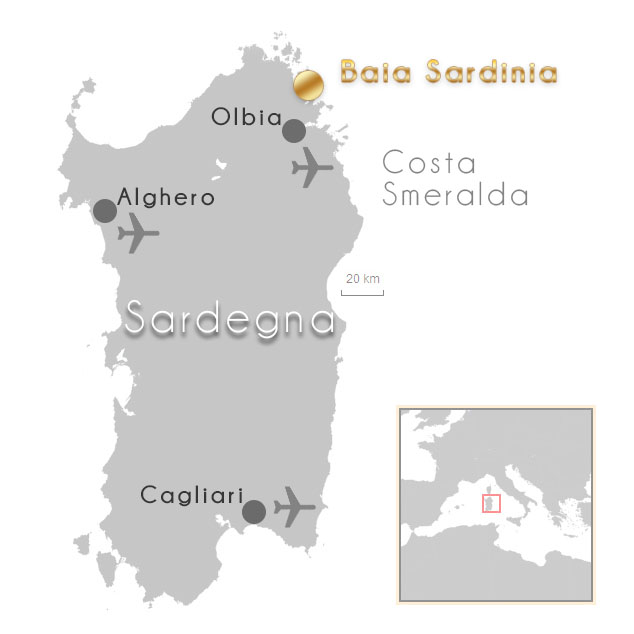 Map Sardinien Baia Sardinia