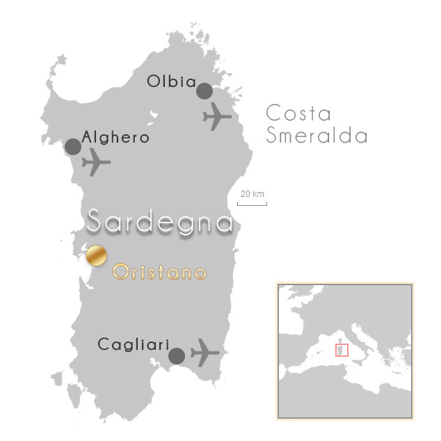 Map Sardinien Oristano